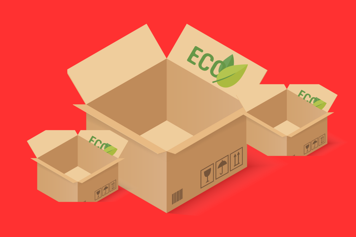 Illustrazione di un packaging ecologico riciclato